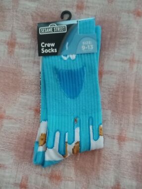 Sesame Street Turquoise Cookie Monster Crew Socks